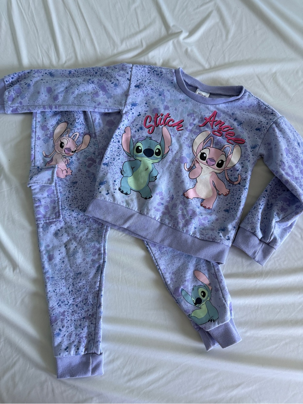 Disney Lavender Stitch & Angel Kids sweatsuit